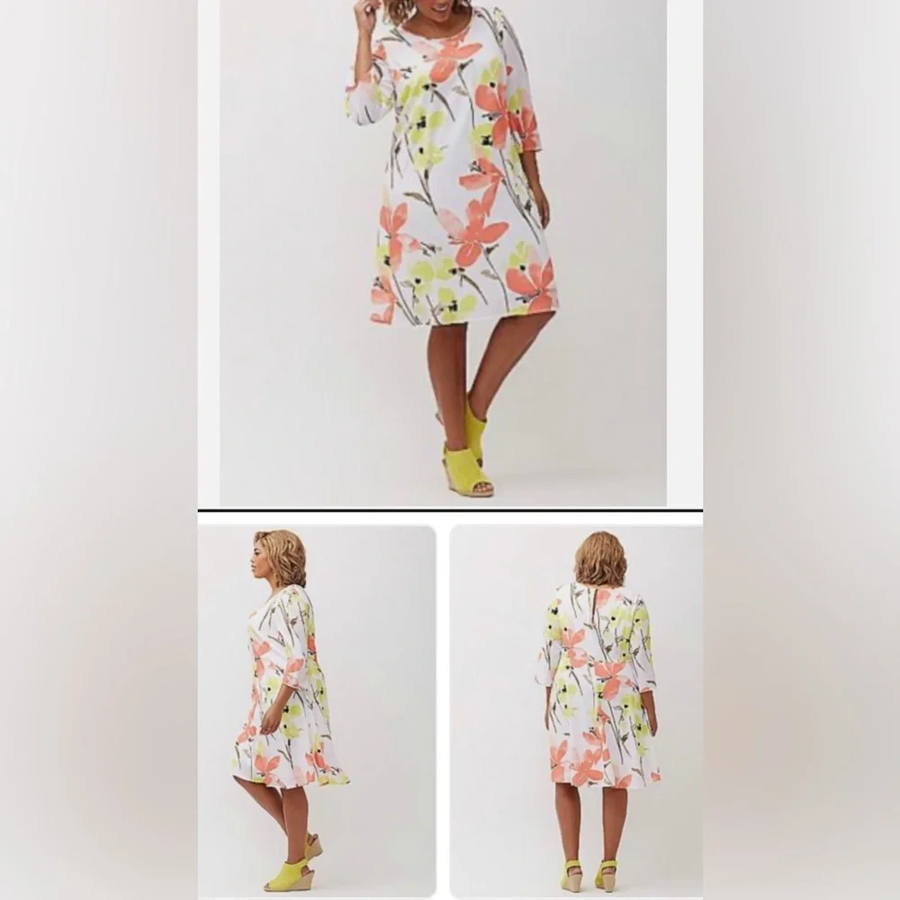 Lane Bryant Retro Floral Printed Chiffon Shift Midi Dress Plus Size 26/28 (4XL) - Picture 16 of 16
